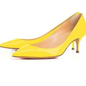 FSJ Classic Kitten Heels Pointy Closed Toe Pumps